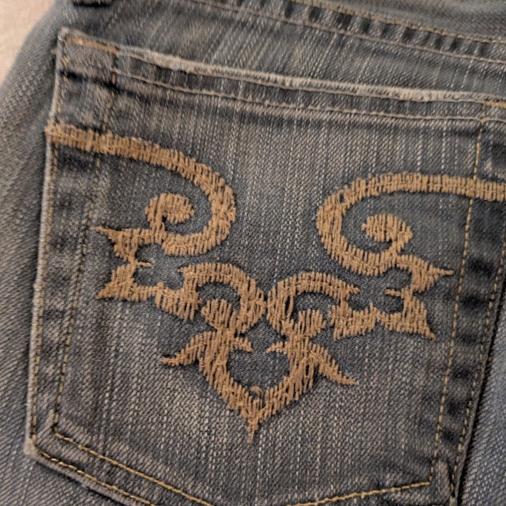 Vintage Lucky Brand Women's Light Bluish Gray Embroidered Jeans. Size 8/29 - Picture 13 of 16